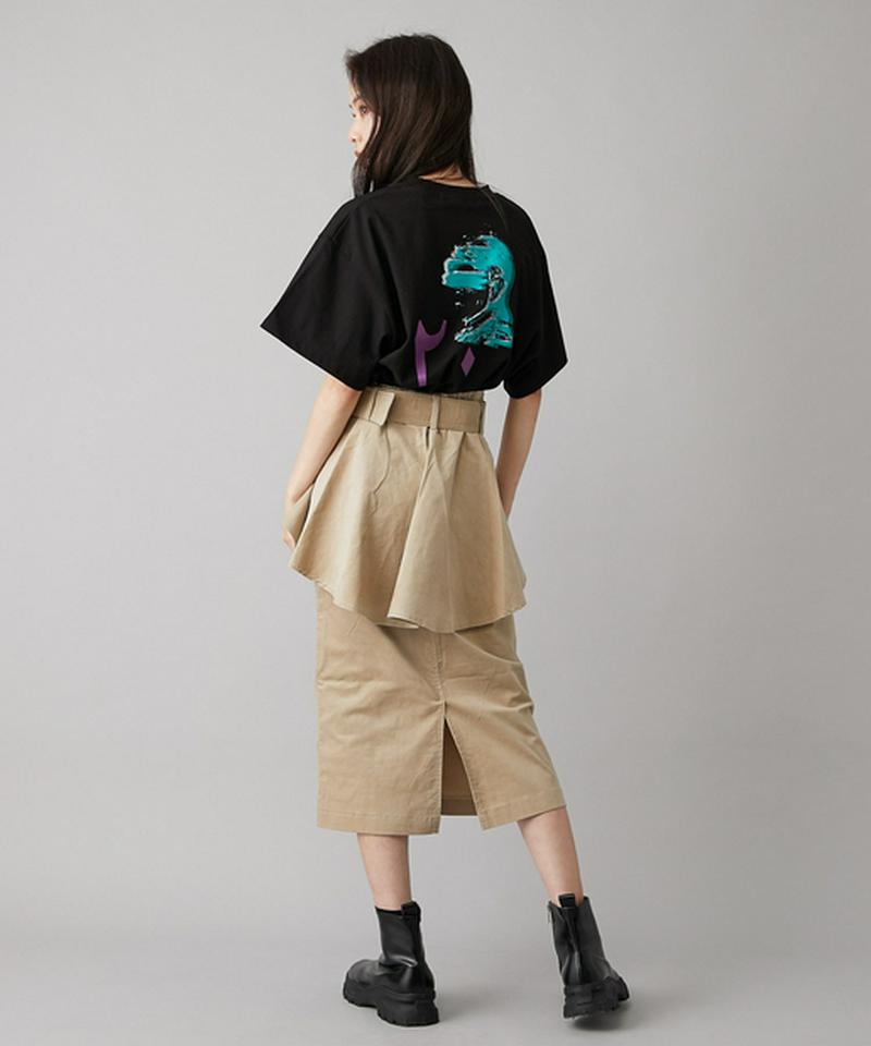 ぺプラムベルト付きペンシルスカート