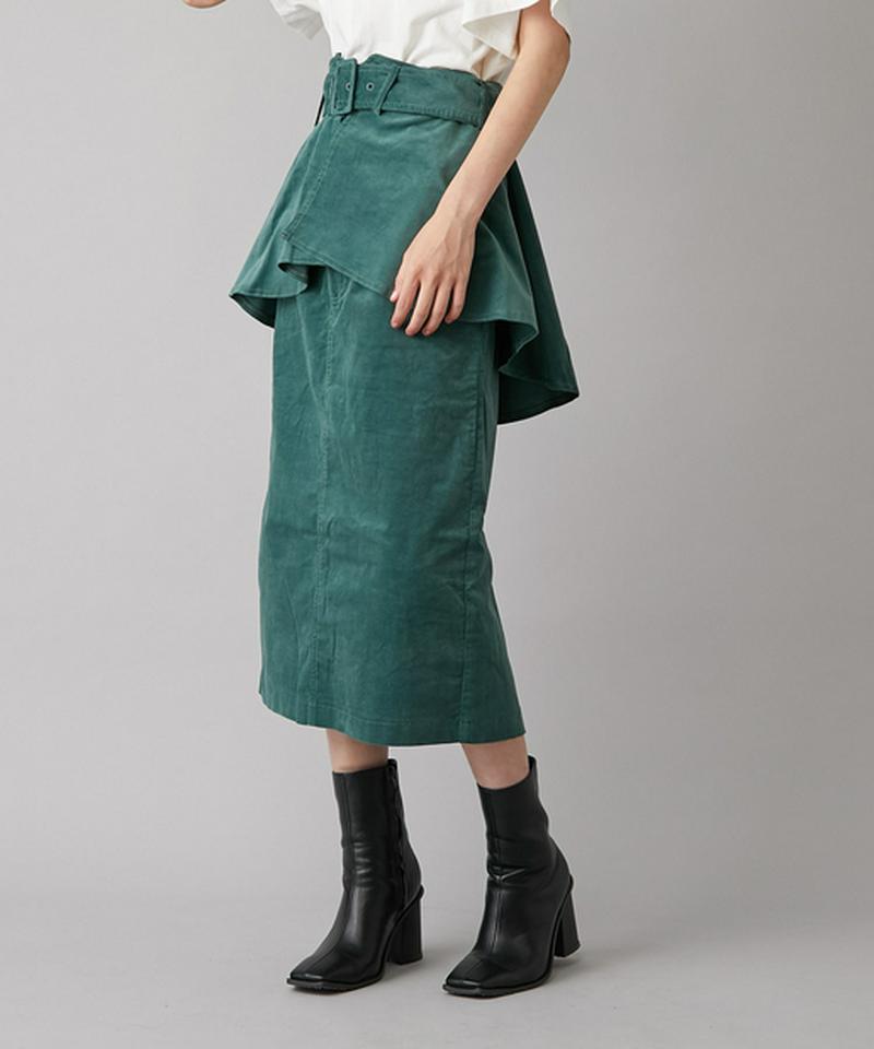 ぺプラムベルト付きペンシルスカート