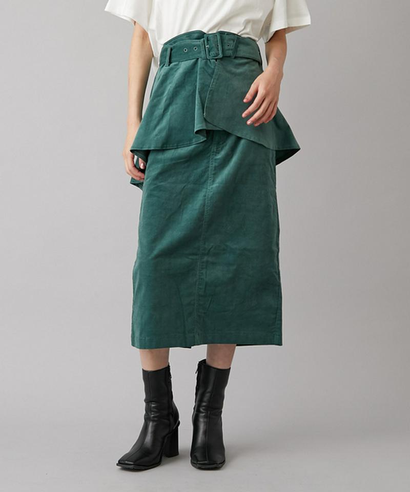 ぺプラムベルト付きペンシルスカート