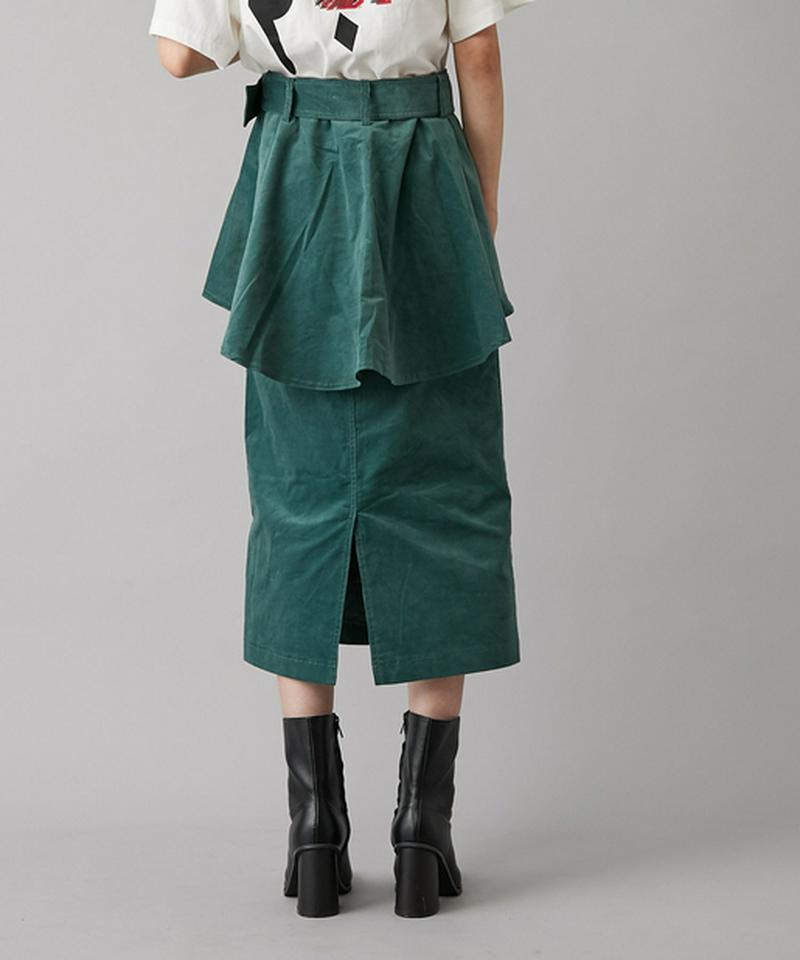 ぺプラムベルト付きペンシルスカート