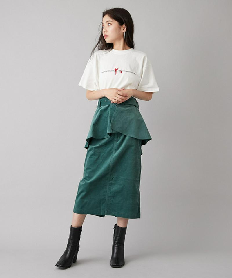 ぺプラムベルト付きペンシルスカート