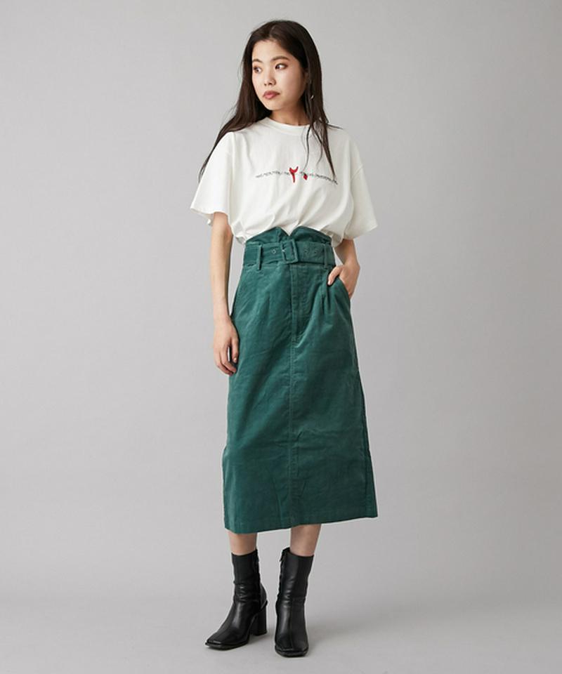 ぺプラムベルト付きペンシルスカート