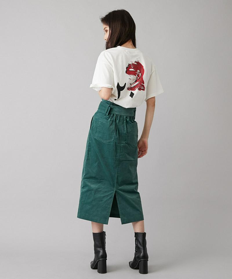 ぺプラムベルト付きペンシルスカート