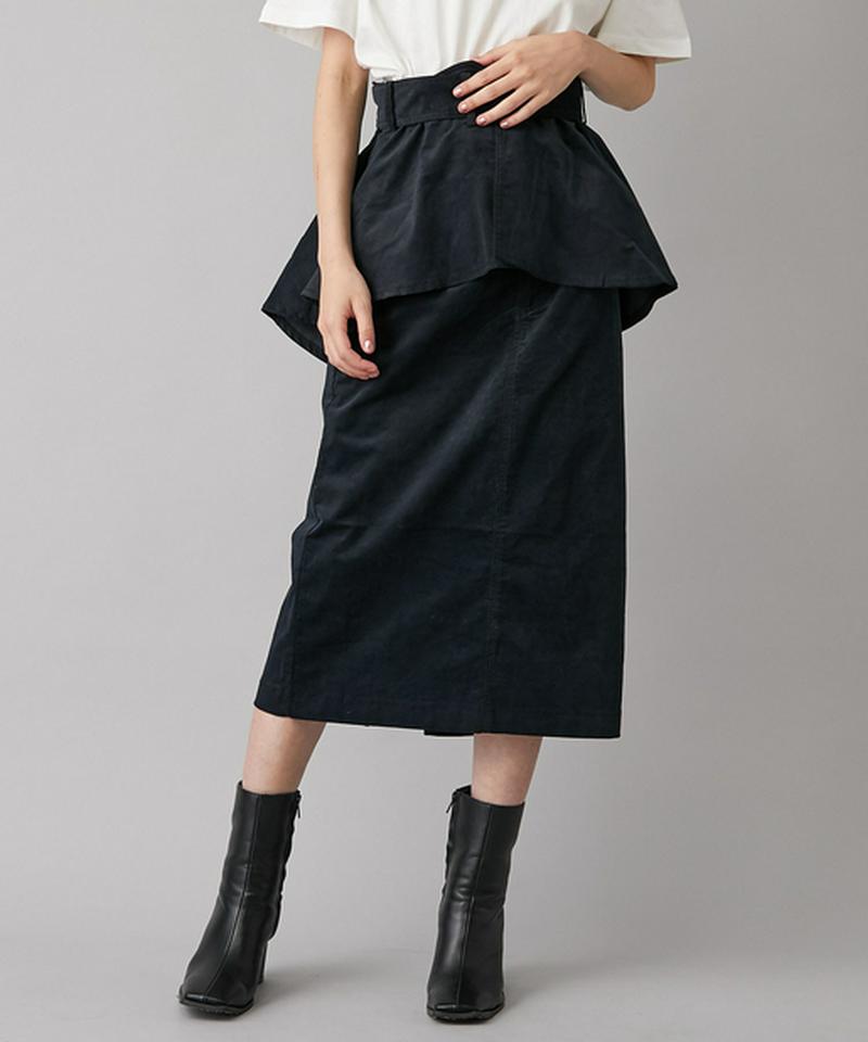 ぺプラムベルト付きペンシルスカート