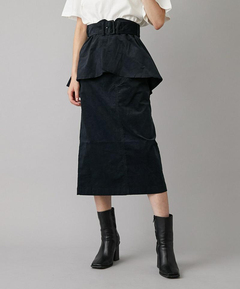 ぺプラムベルト付きペンシルスカート