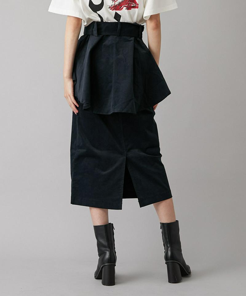 ぺプラムベルト付きペンシルスカート