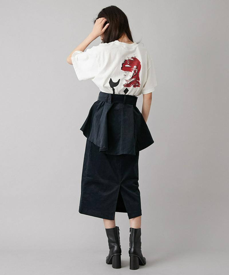 ぺプラムベルト付きペンシルスカート