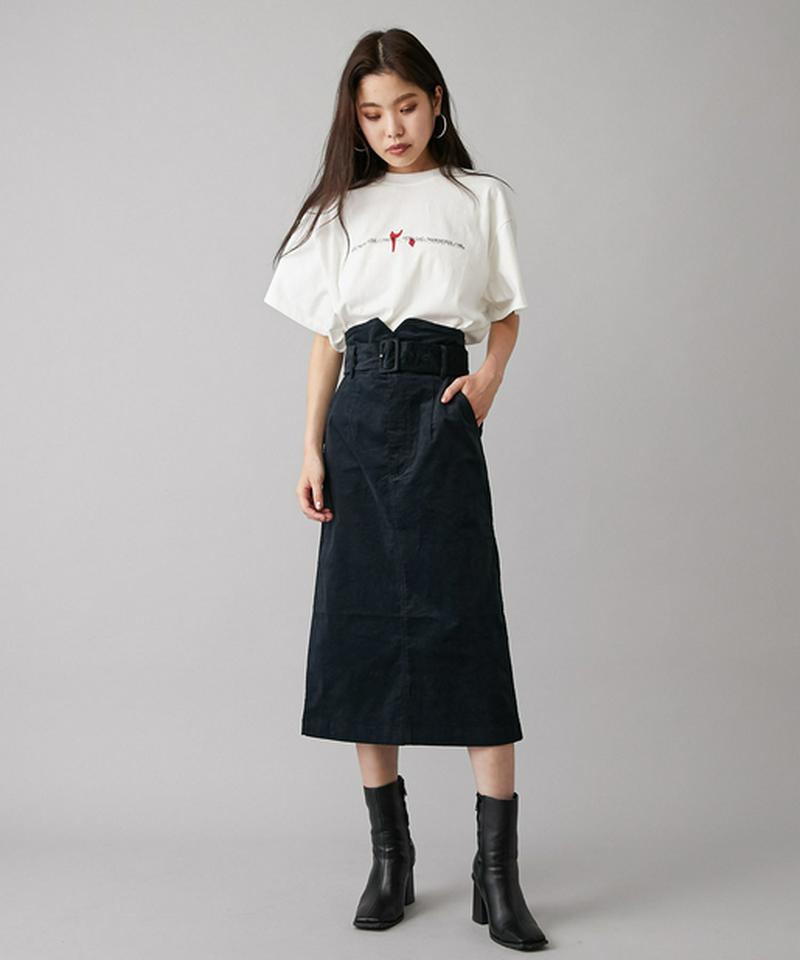 ぺプラムベルト付きペンシルスカート