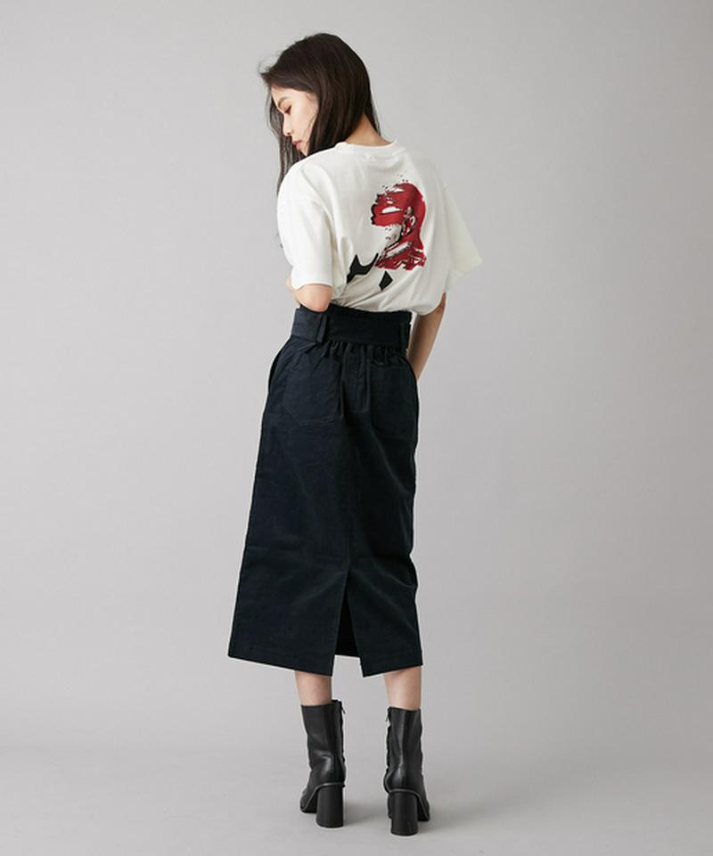 ぺプラムベルト付きペンシルスカート