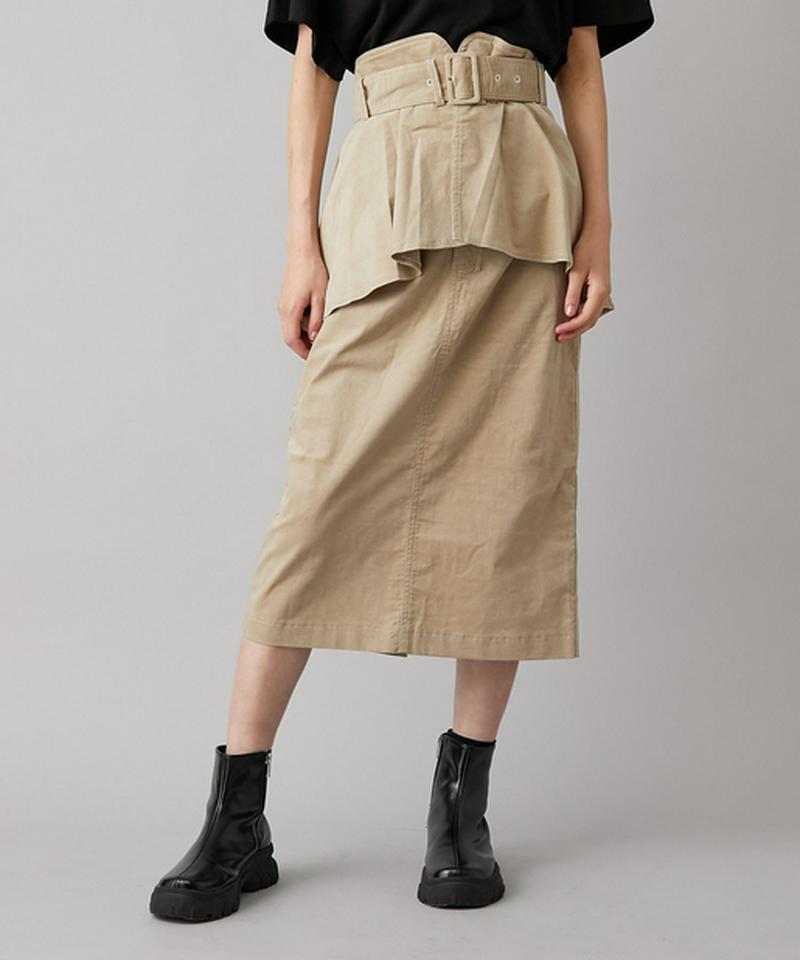 ぺプラムベルト付きペンシルスカート