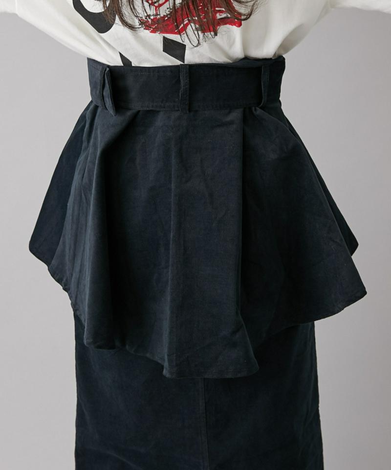 ぺプラムベルト付きペンシルスカート