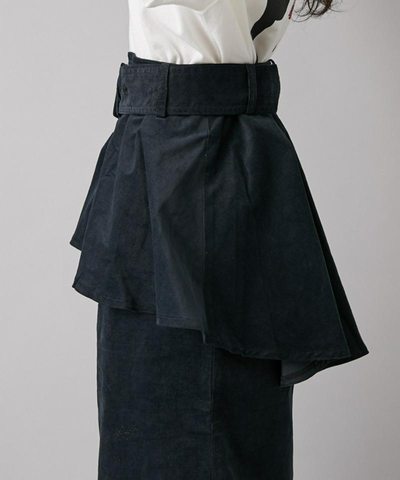 ぺプラムベルト付きペンシルスカート