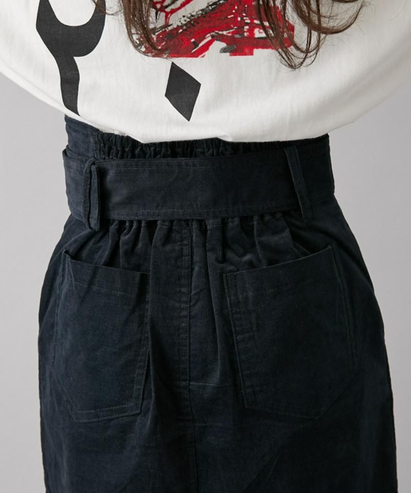 ぺプラムベルト付きペンシルスカート