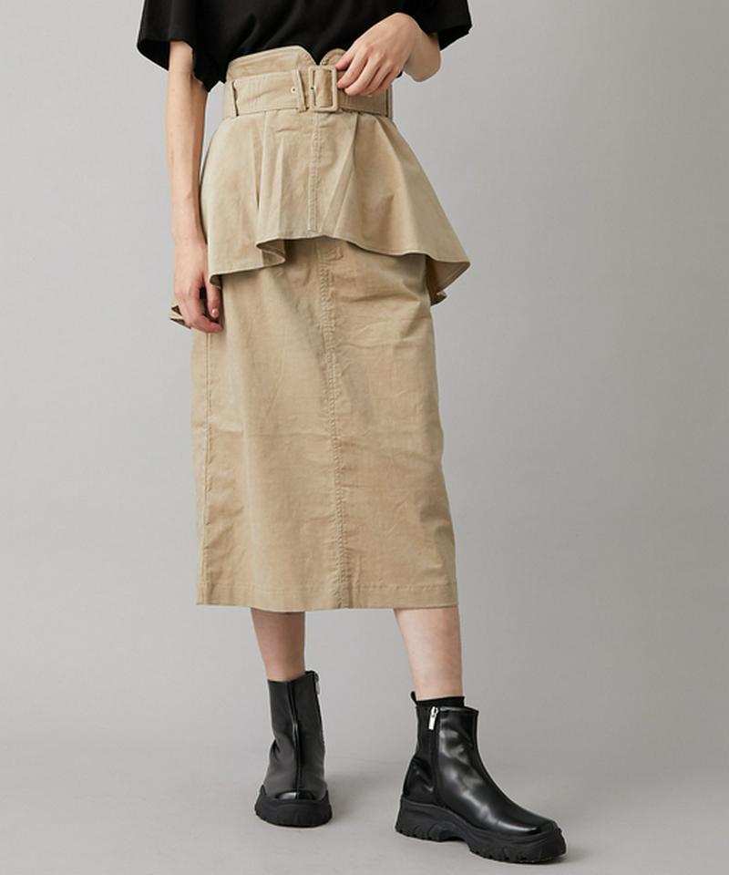 ぺプラムベルト付きペンシルスカート