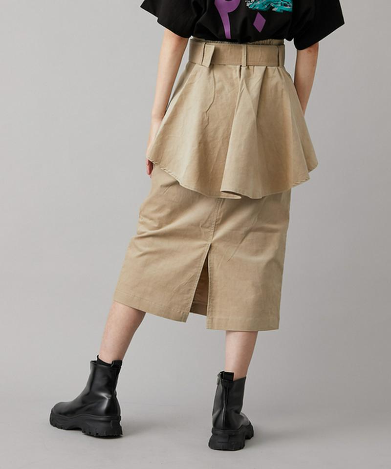 ぺプラムベルト付きペンシルスカート