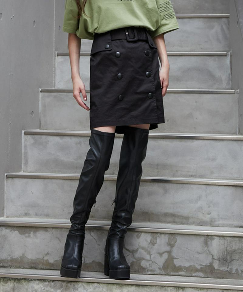 フロントボタンミニスカートショーパン