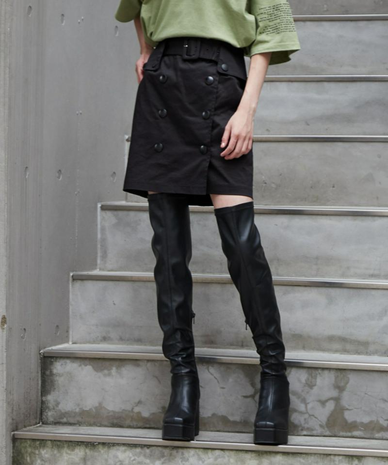 フロントボタンミニスカートショーパン