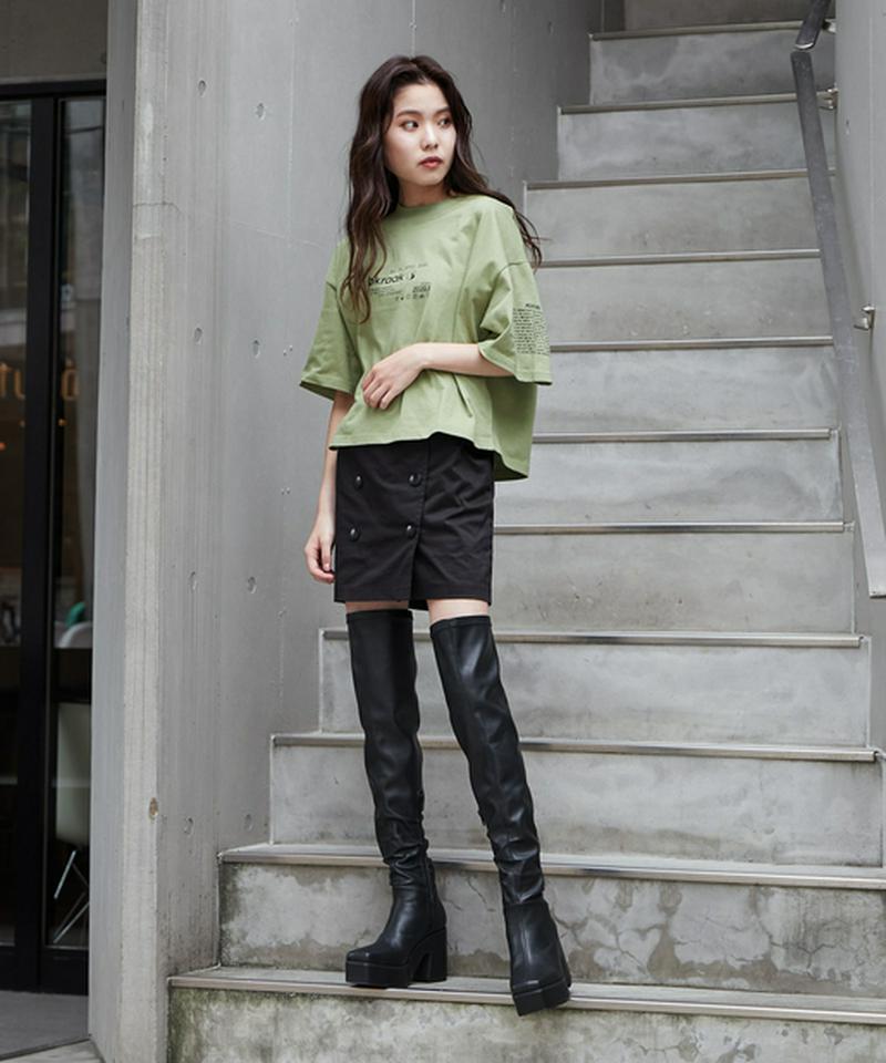 フロントボタンミニスカートショーパン