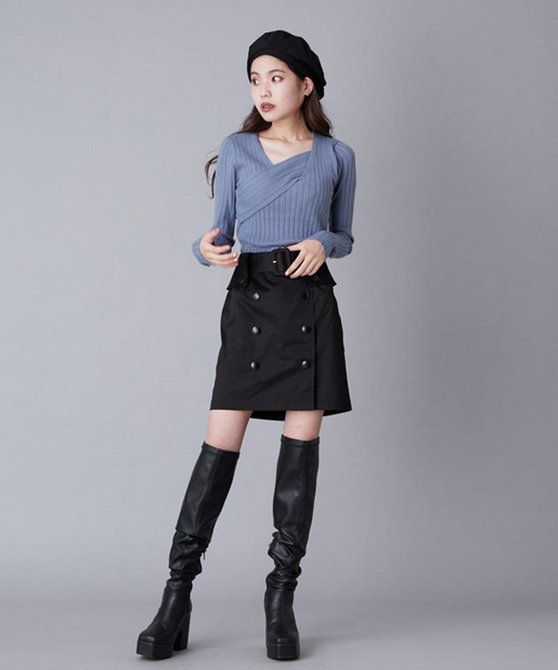 フロントボタンミニスカートショーパン