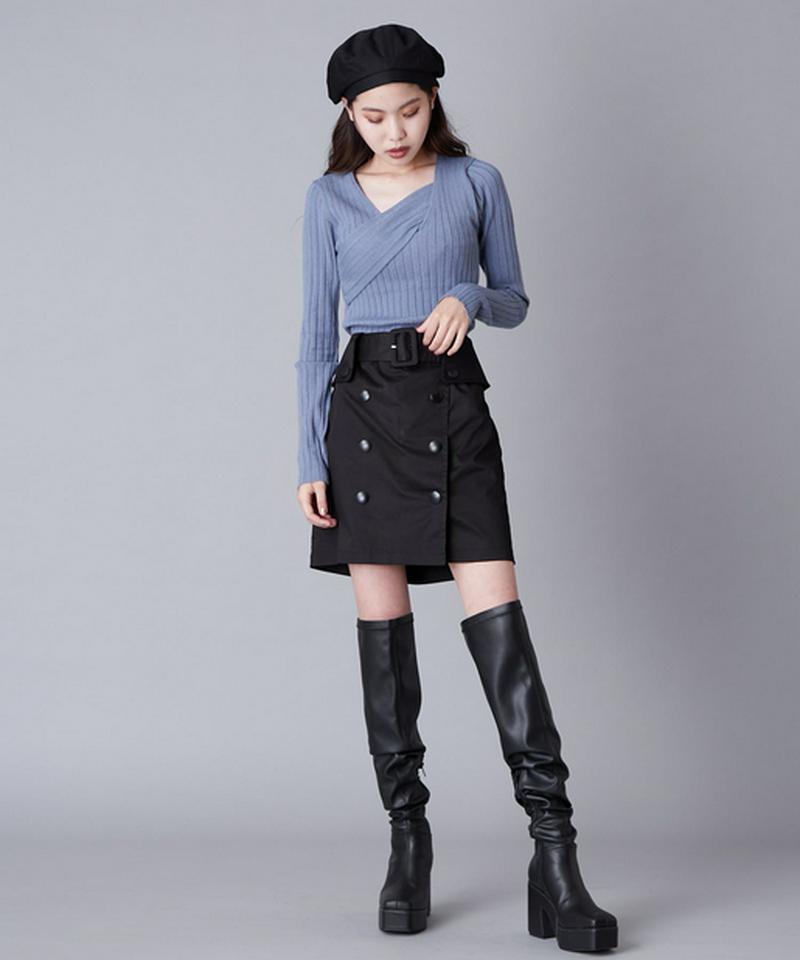 フロントボタンミニスカートショーパン