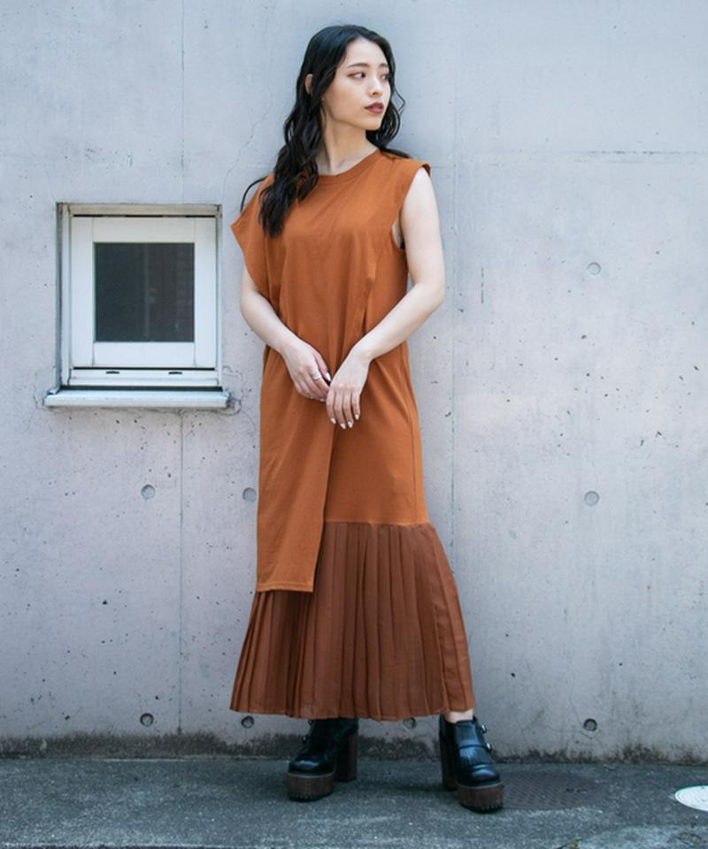 ドッキングプリーツレイヤードワンピ