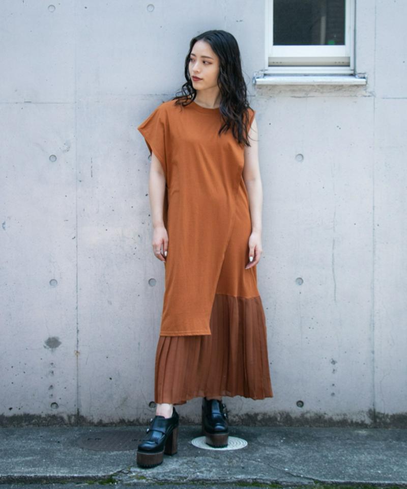 ドッキングプリーツレイヤードワンピ