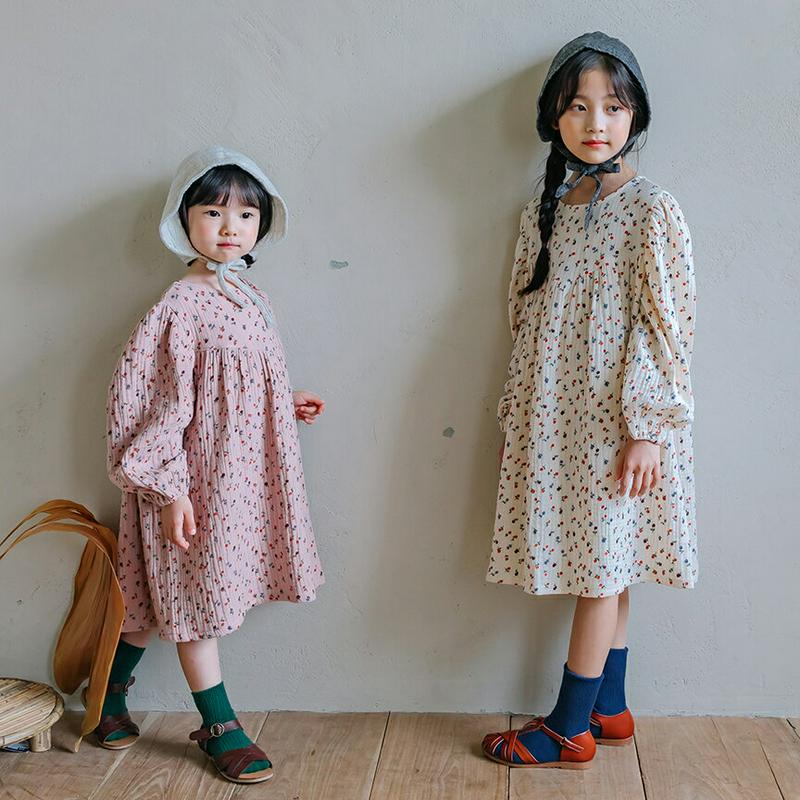 【新作10%OFF】ミニフラワーギャザーリンクルワンピース・u05007 キッズ【3~8才】【ops】【ワンピース ロングワンピ