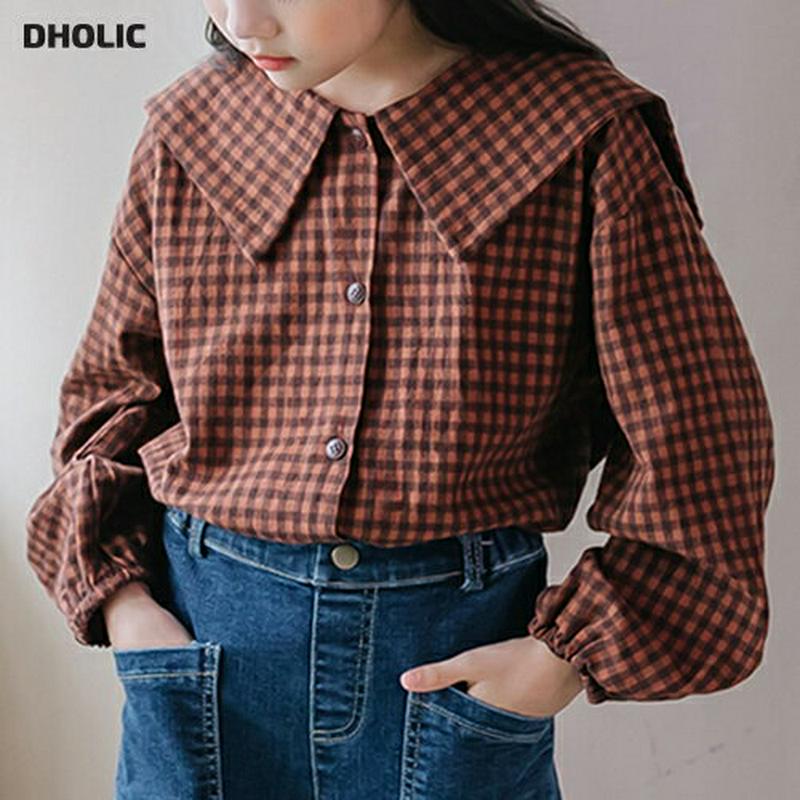 【新作10%OFF】チェックバルーンスリーブブラウス・u04998 キッズ【3~8才】【bl】【トップス ブラウス 長袖 バルー