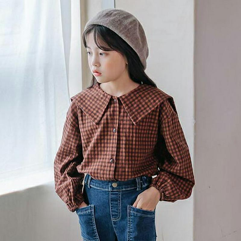 【新作10%OFF】チェックバルーンスリーブブラウス・u04998 キッズ【3~8才】【bl】【トップス ブラウス 長袖 バルー