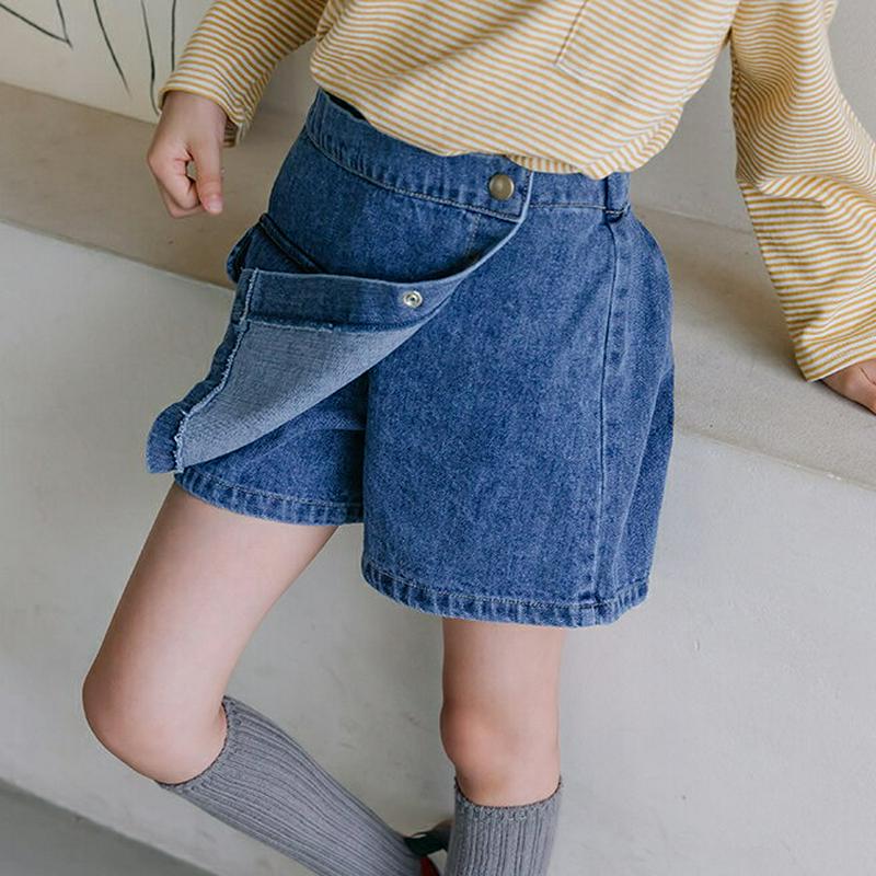 【新作10%OFF】フラップポケットデニムキュロットパンツ・u05011 キッズ【3~8才】【pt】【ボトムズ パンツ ズボン 