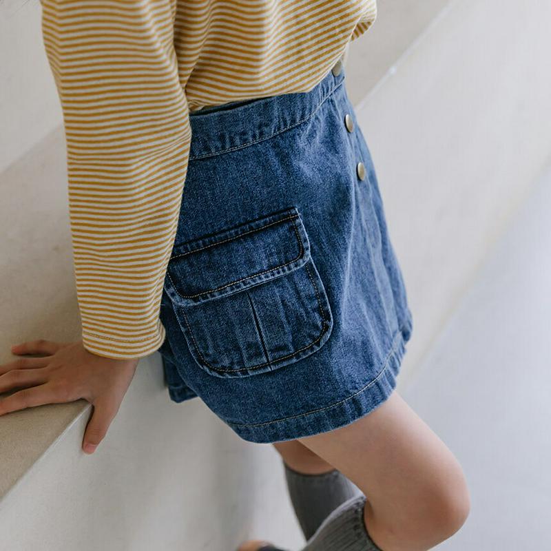 【新作10%OFF】フラップポケットデニムキュロットパンツ・u05011 キッズ【3~8才】【pt】【ボトムズ パンツ ズボン 