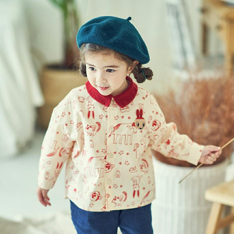 【新作10%OFF】ラビットポイントプリントシャツ・u04960 キッズ【3~8才】【bl】【トップス シャツ ラビット ウサギ