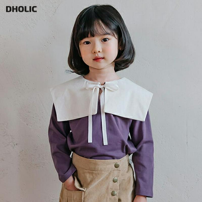 【新作10%OFF】配色スクエアカラーTシャツ・u05016 キッズ【3~8才】【tops】【トップス Tシャツ 長袖 ロングス