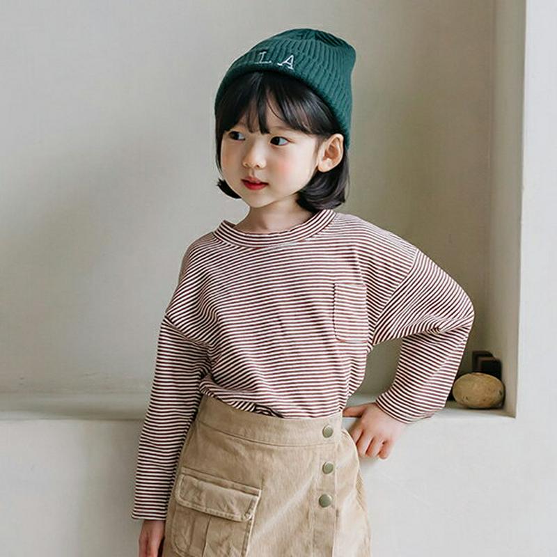 【新作10%OFF】ポケットボーダーTシャツ・u05008 キッズ【3~8才】【tops】【トップス Tシャツ ロングスリーブ 