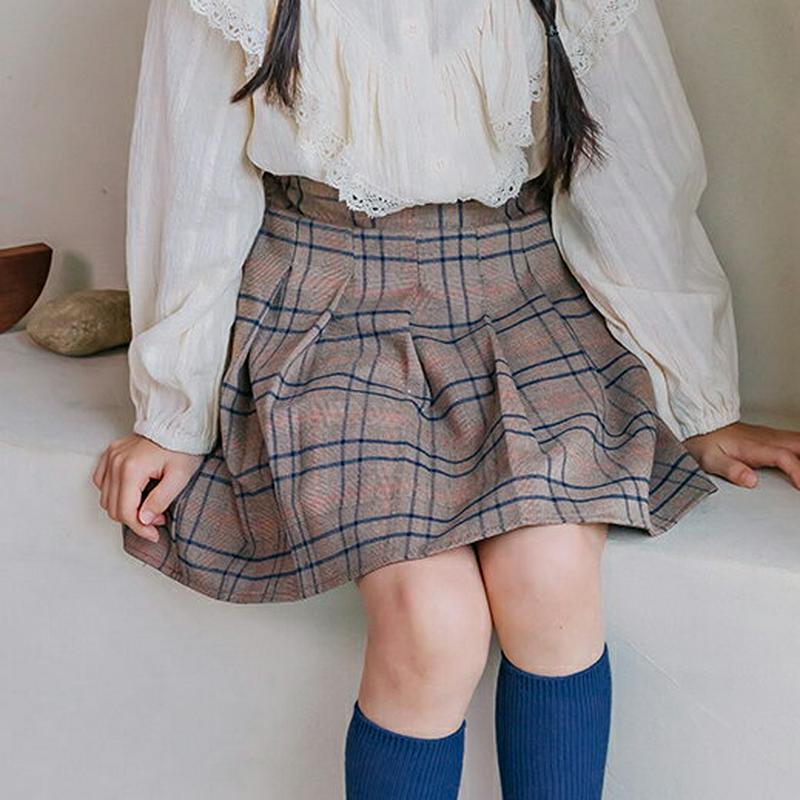 【新作10%OFF】プリーツチェックスカートパンツ・u05010 キッズ【3~8才】【sk】【ボトムズ スカート ショート丈 プ