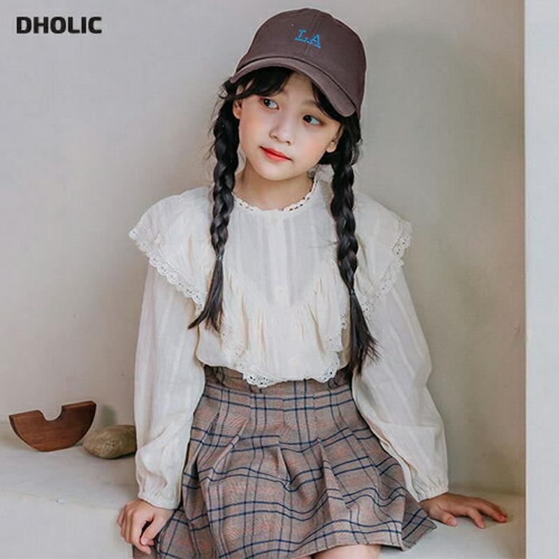 【新作10%OFF】2COLORSレースラッフルブラウス・u04992 キッズ【3~8才】【bl】【トップス ブラウス ロングス