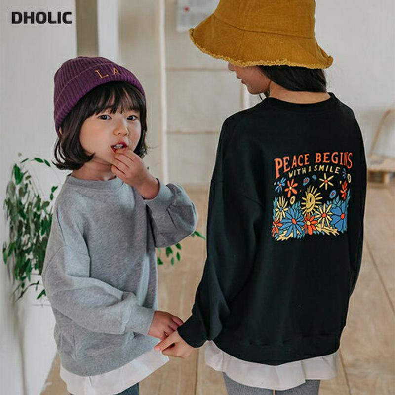 【新作10%OFF】Peaceスマイルプリントスウェット・u05006 キッズ【3~8才】【tops】【トップス スウェット プ