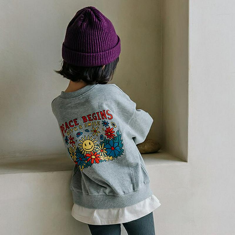 【新作10%OFF】Peaceスマイルプリントスウェット・u05006 キッズ【3~8才】【tops】【トップス スウェット プ