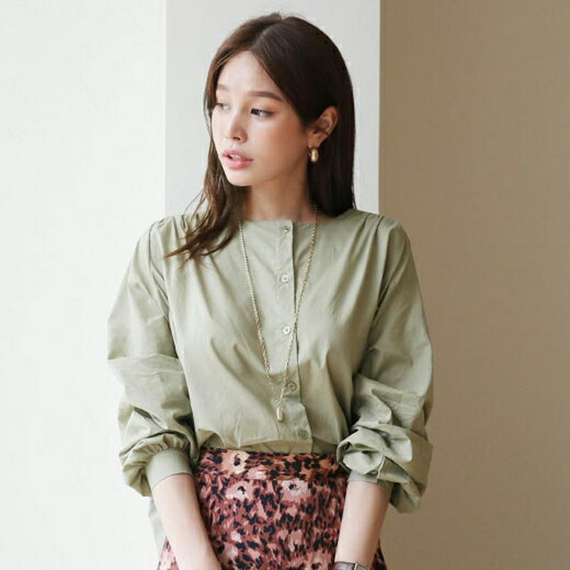 【新作10%OFF】2WAYボタンフレアブラウス・全3色・b63644 レディース【bl】【韓国 ファッション トップス ブラウ