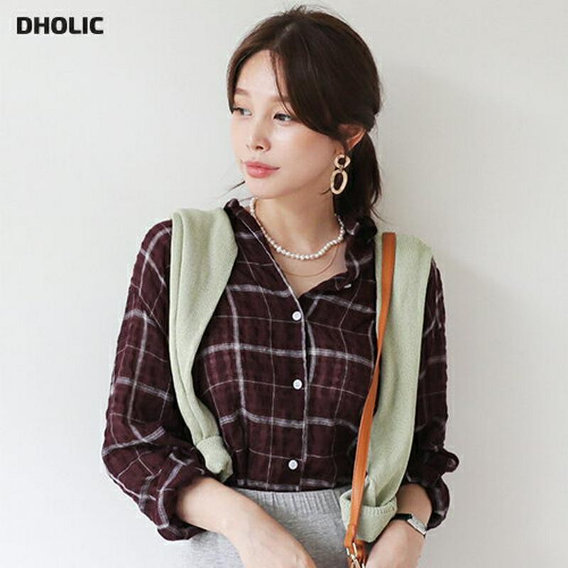 【新作10%OFF】チェックシャツ・全4色・t63661 レディース【bl】【韓国 ファッション トップス シャツ チェック柄 