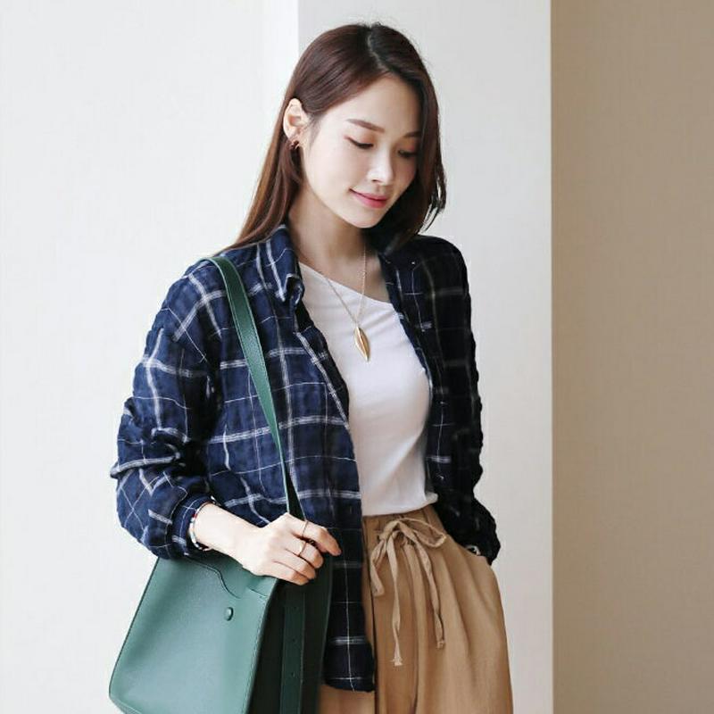 【新作10%OFF】チェックシャツ・全4色・t63661 レディース【bl】【韓国 ファッション トップス シャツ チェック柄 