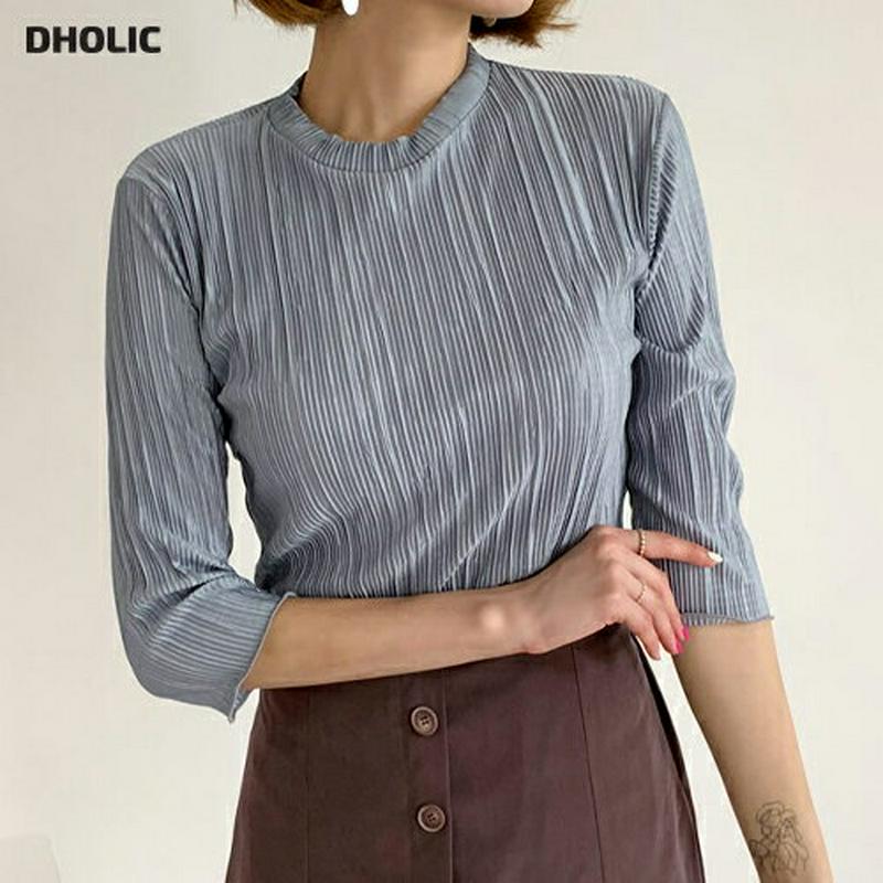 【新作10%OFF】グロッシープリーツTシャツ・全5色・t60783 レディース【tops】【韓国 ファッション トップス Tシ