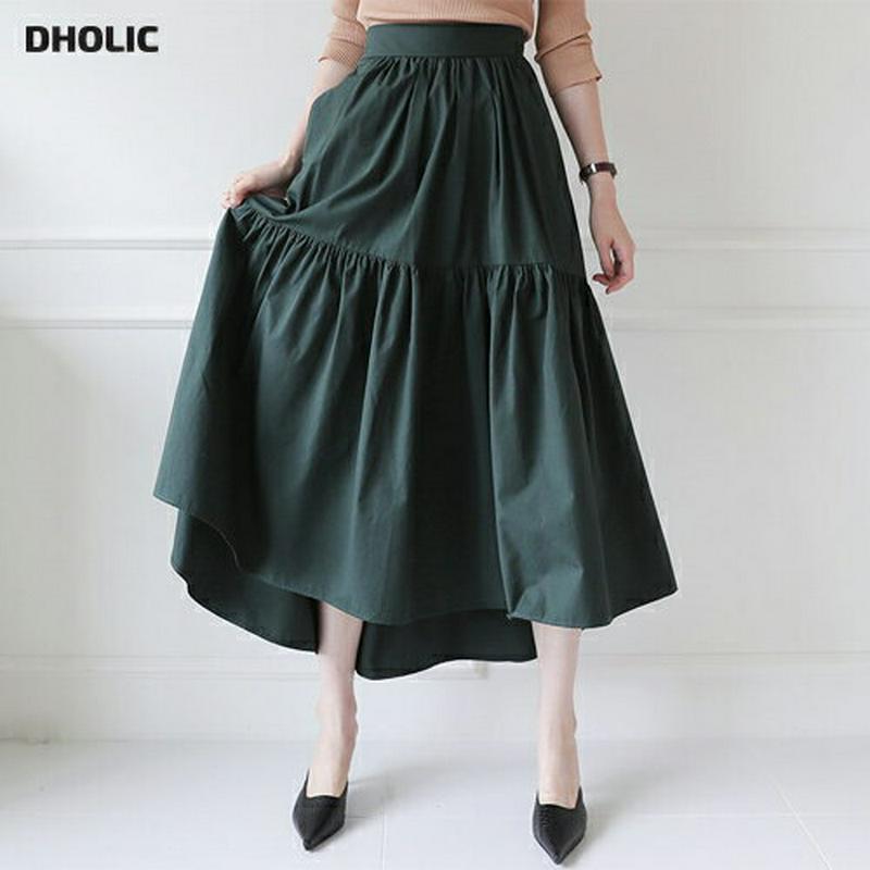 【新作10%OFF】アンバランスギャザースカート・全2色・t63672 レディース【sk】【韓国 ファッション スカート ロング