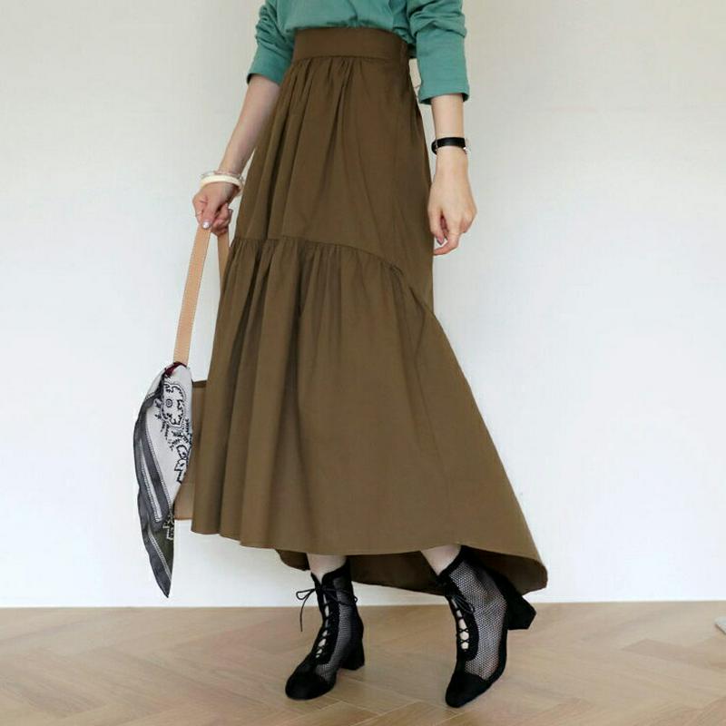 【新作10%OFF】アンバランスギャザースカート・全2色・t63672 レディース【sk】【韓国 ファッション スカート ロング