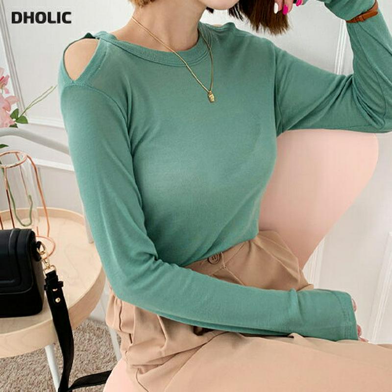 【新作10%OFF】ショルダースリットTシャツ・全3色・t60786 レディース【tops】【韓国 ファッション トップス Tシ