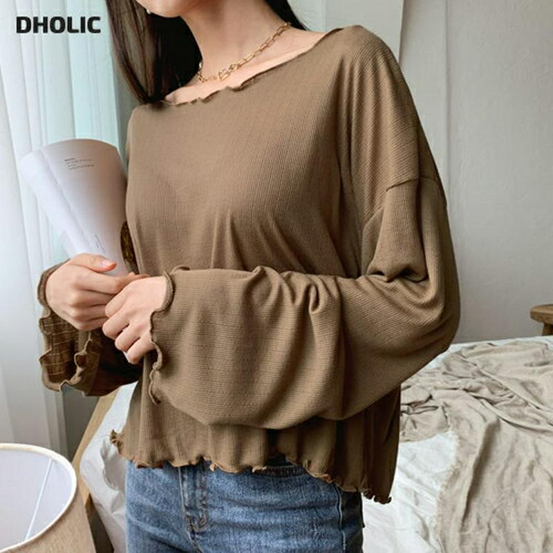 【新作10%OFF】ウェーブヘムTシャツ・全5色・t60617 レディース【tops】【韓国 ファッション トップス Tシャツ 