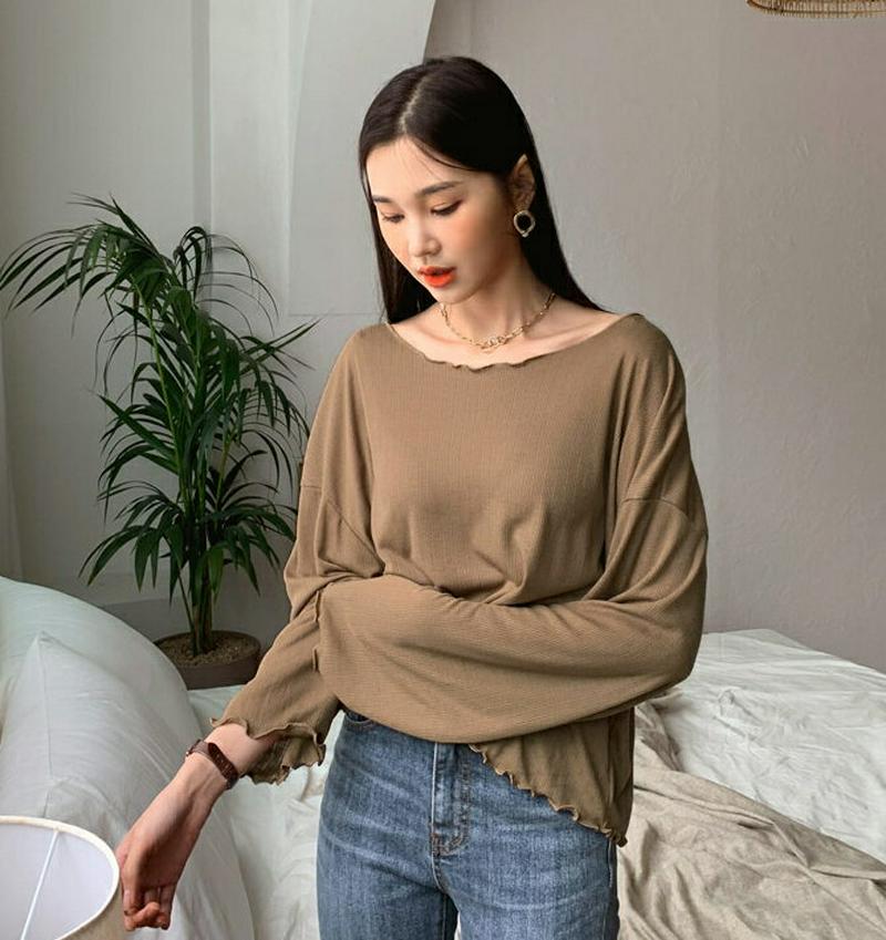 【新作10%OFF】ウェーブヘムTシャツ・全5色・t60617 レディース【tops】【韓国 ファッション トップス Tシャツ 