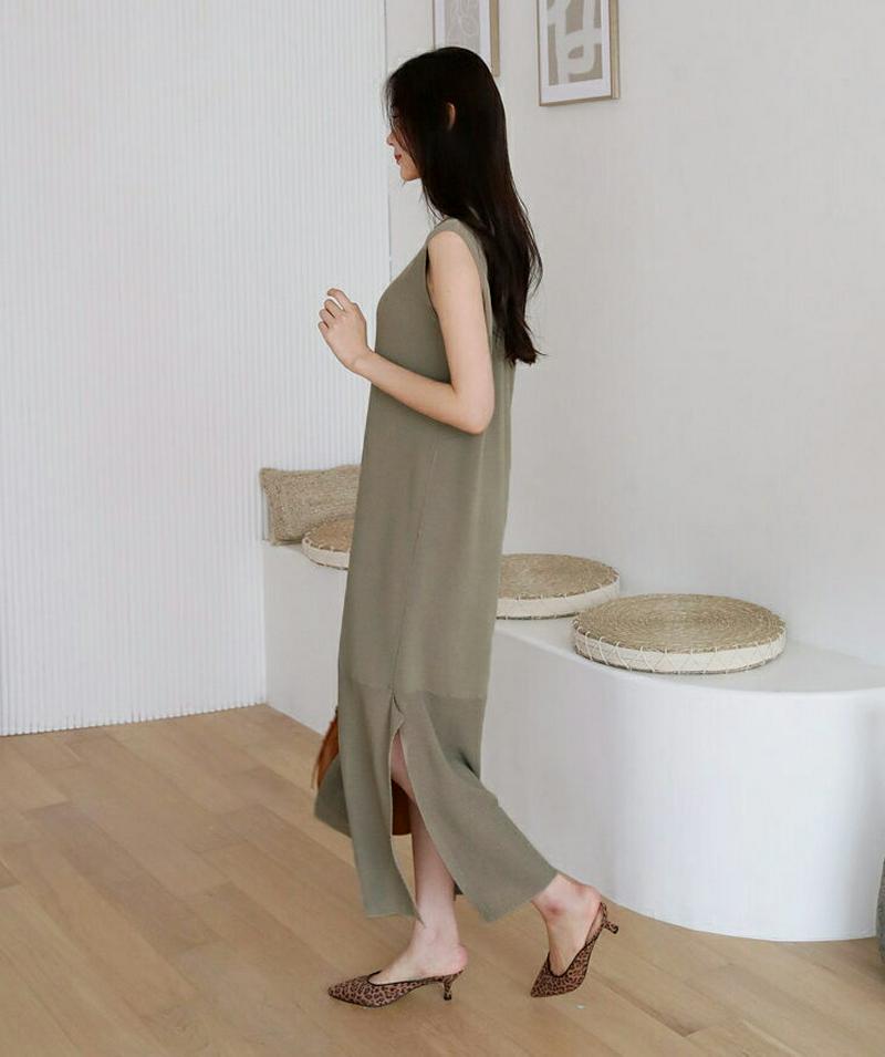 【新作10%OFF】スリットニットワンピース・全4色・b60631 レディース【ops】【韓国 ファッション ワンピース ロング