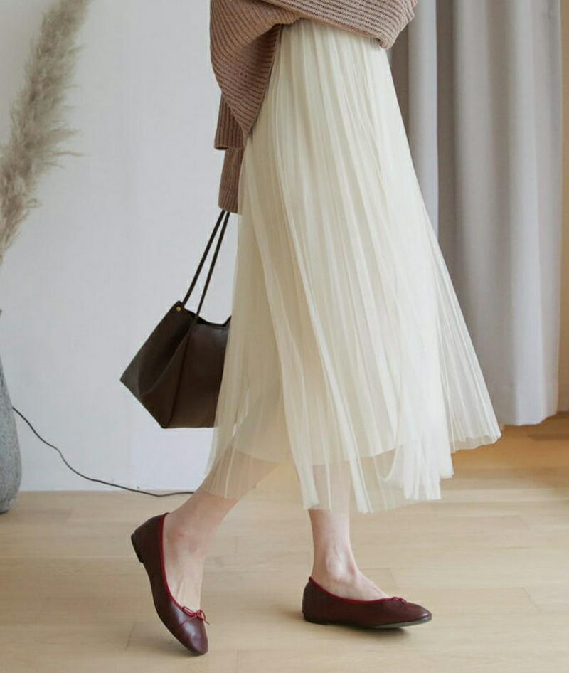 【新作10%OFF】メッシュプリーツスカート・全3色・b60641 レディース【sk】【韓国 ファッション ボトムス スカート 