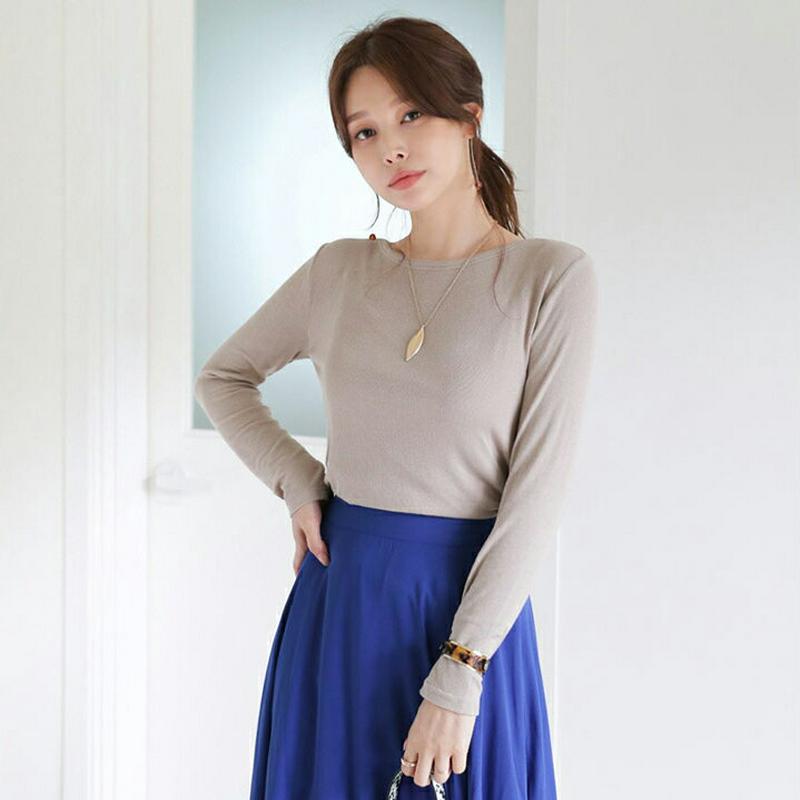 【新作10%OFF】リブボートネックTシャツ・全4色・t63650 レディース【tops】【韓国 ファッション トップス Tシャ